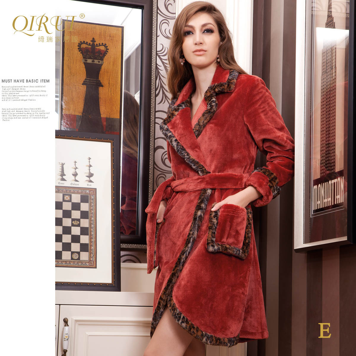 Lounge 2012 winter new arrival quality women's sleepwear velvet coral fleece robe