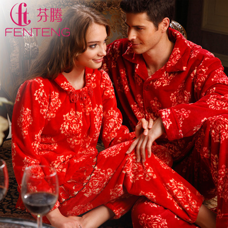 Lounge autumn and winter marry lovers coral fleece sleep set male