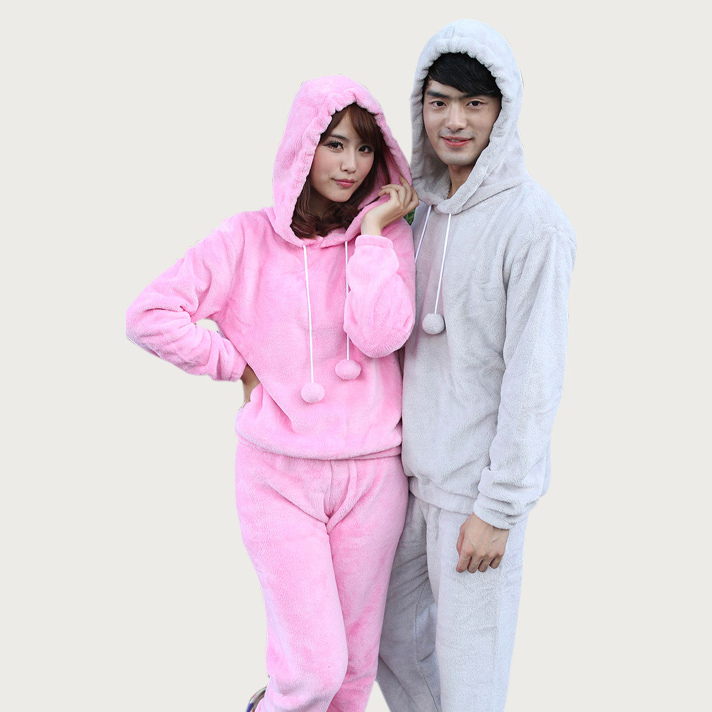 Lounge coral fleece long-sleeve thickening lovers sleep set