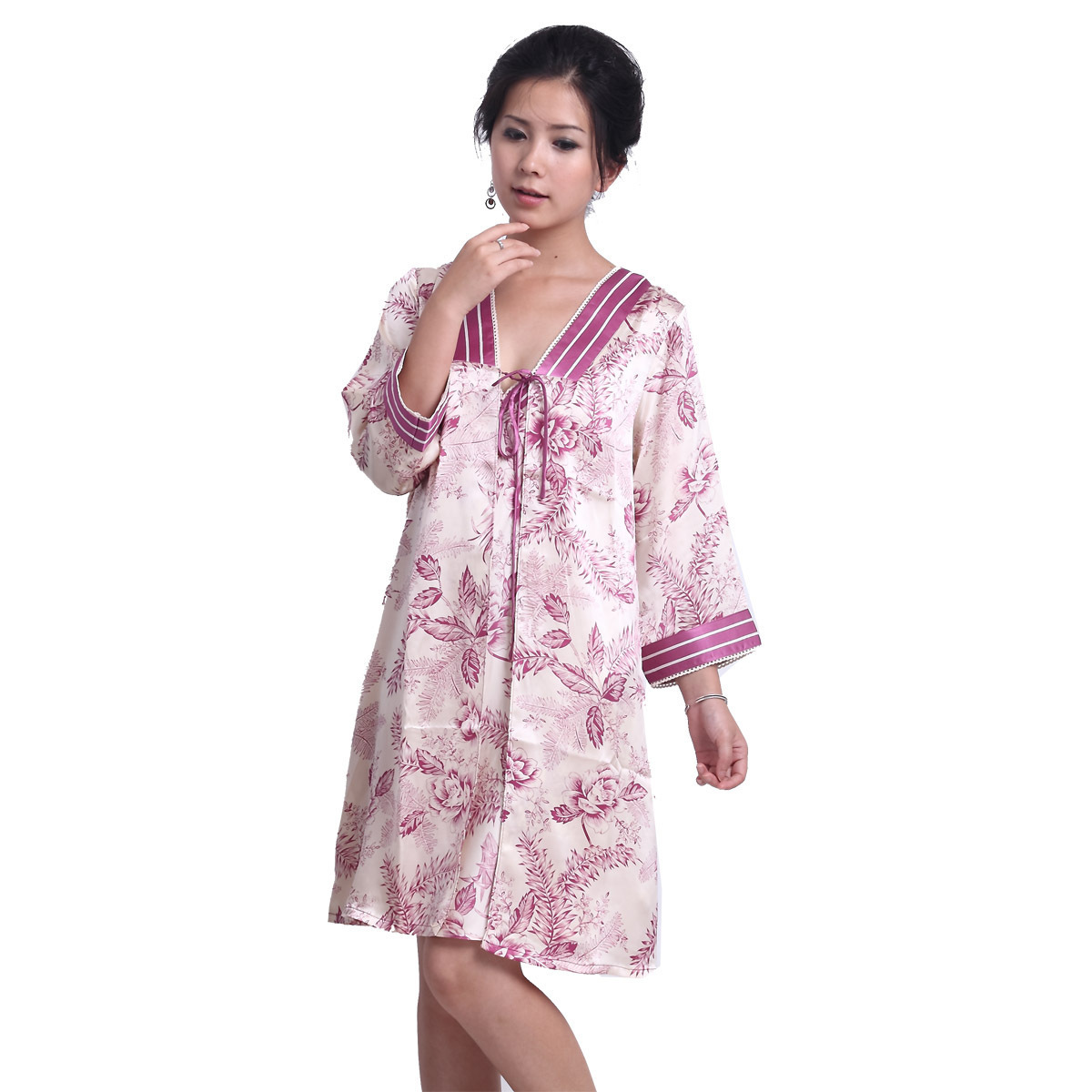 Lounge female autumn and winter silk sleepwear spaghetti strap robe twinset 8102