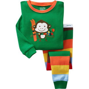 Lounge long-sleeve set green monkey skiing