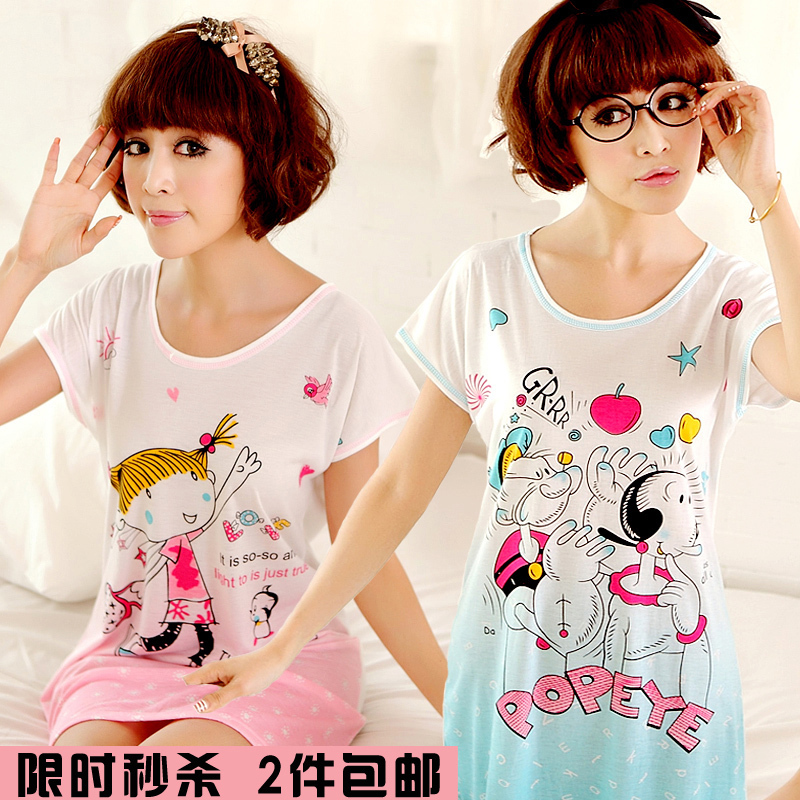 Lounge princess young girl short-sleeve cartoon lovely nightgown women's summer maternity nightgown