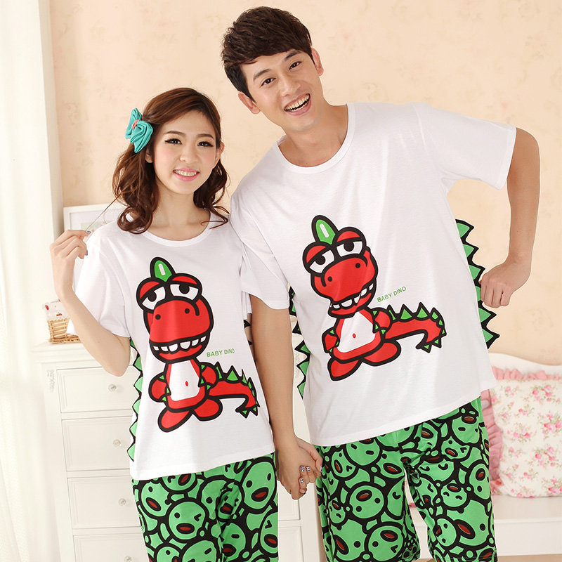 Lounge short-sleeve cartoon shorts casual outdoor lovers sleepwear twinset Free Shipping