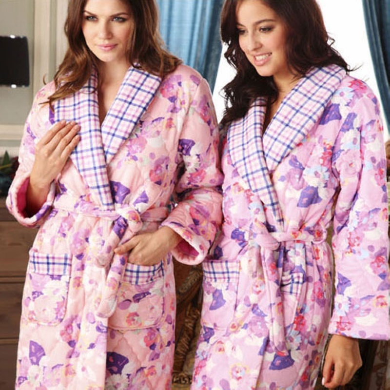 Lounge sleepwear robe winter thickening women's coral fleece cotton-padded bathrobes z1158