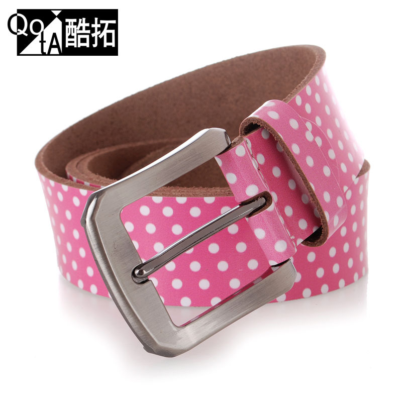 Lourie pink polka dot women's genuine leather waist of trousers fashion belt strap decoration belt