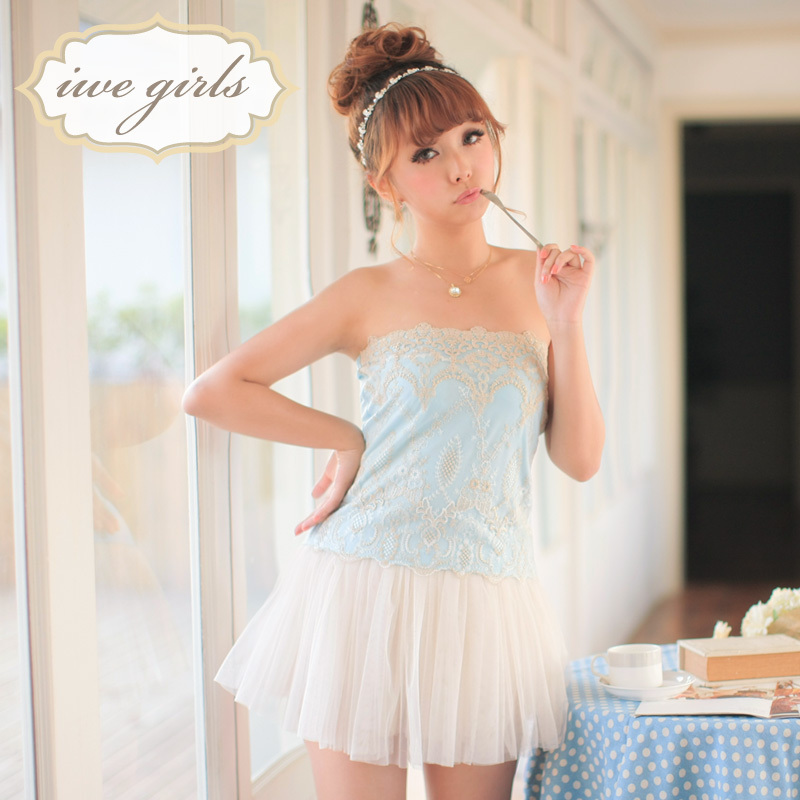 Lovable Secret 2013 women's gold embroidery candy color royal tube top tube top