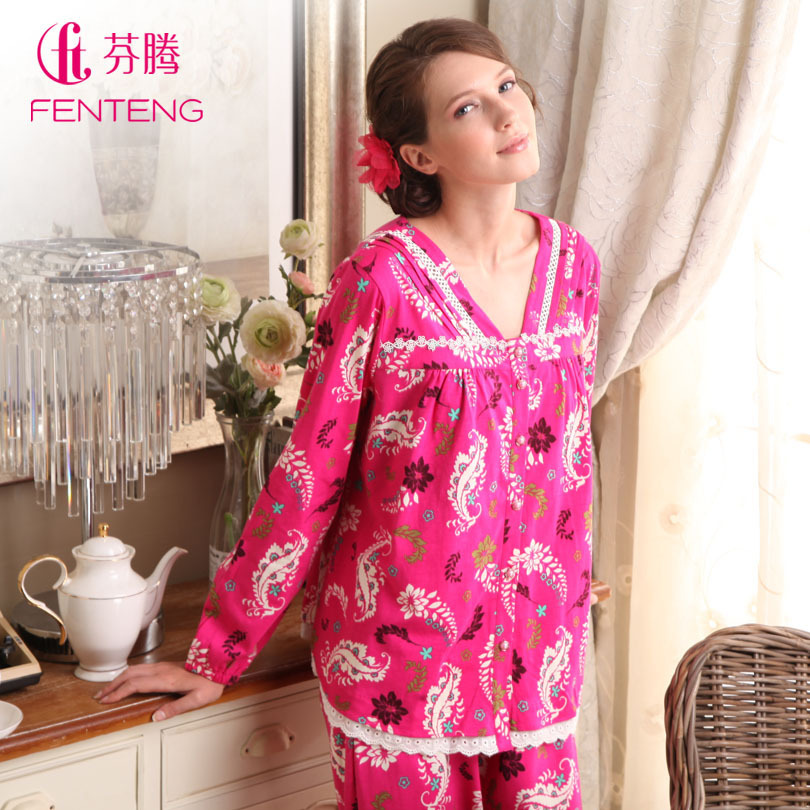 LOVE 119 2012 lounge women's long-sleeve thickening high quality knitted 100% cotton sleep set