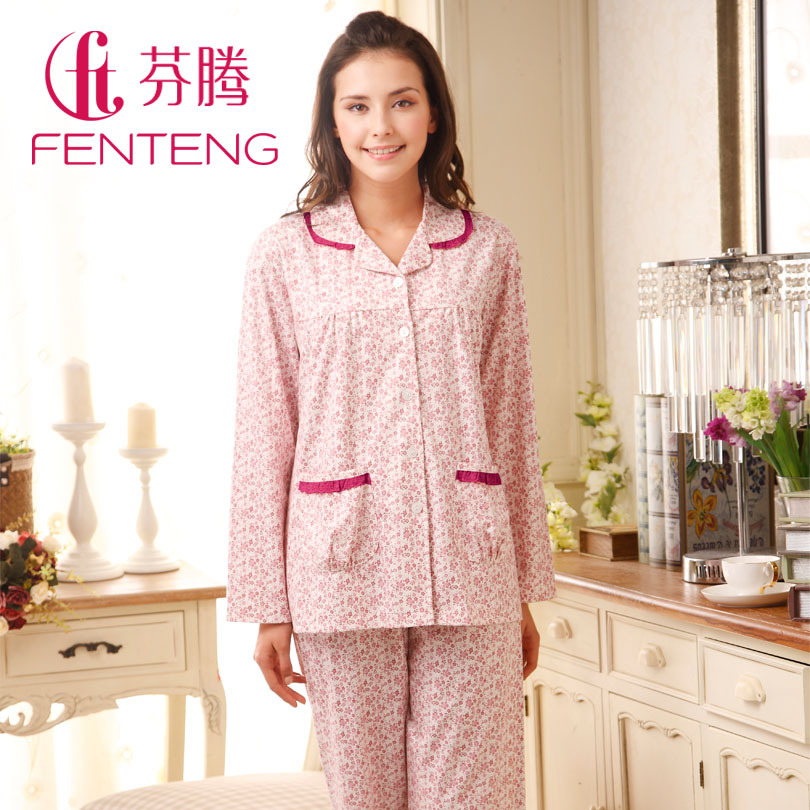 LOVE 126 sleepwear 2012 women's long-sleeve thickening knitted 100% cotton lounge set