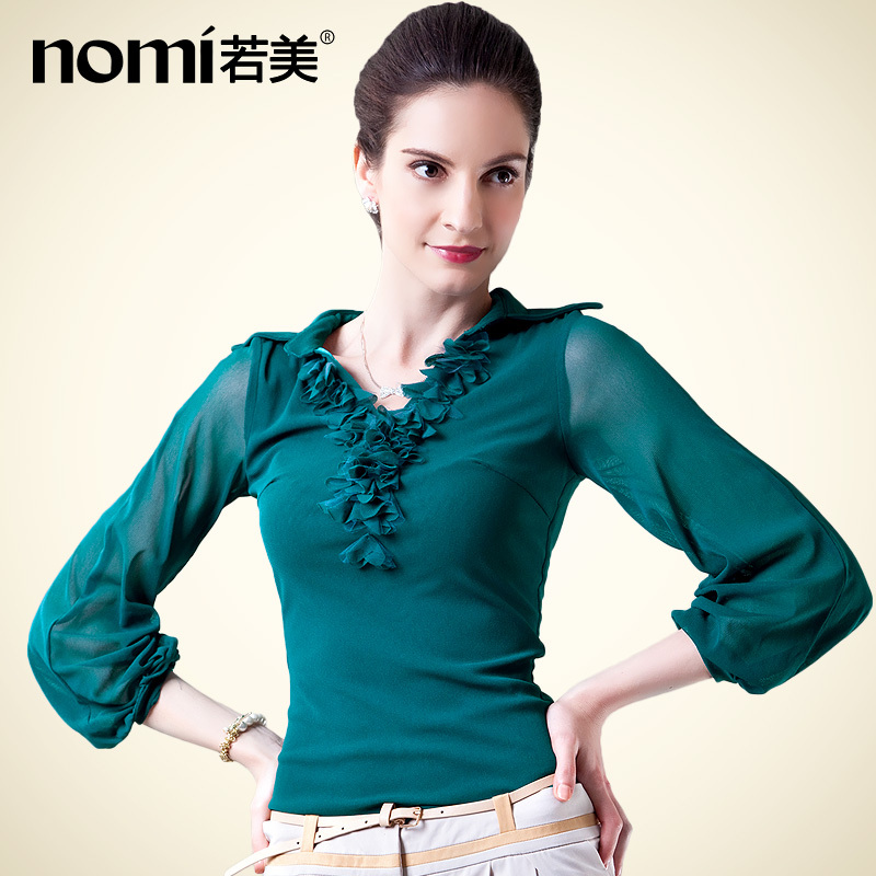 LOVE 16813 nomi autumn 2012 long-sleeve women's shirt lace chiffon gauze quality shirt