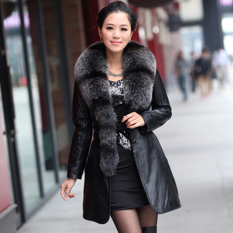 LOVE 2011 winter women's genuine leather mink fight mink fox fur outerwear