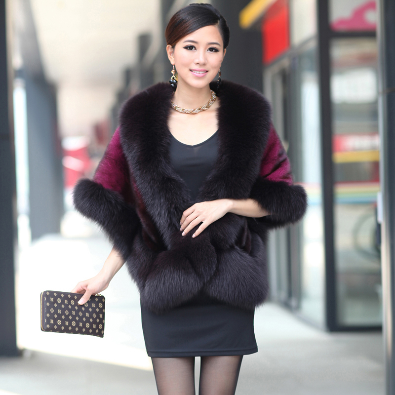 LOVE 2012 cape outerwear mink fox fur cape fur