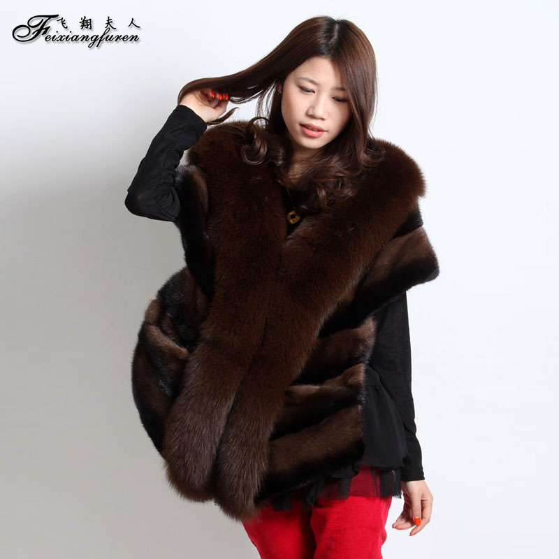 LOVE 2012 fly female mink fur coat h043 fur cape vest