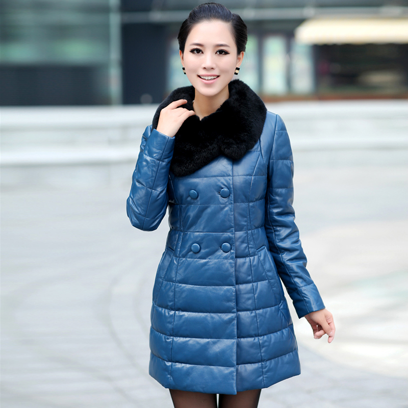 LOVE 2012 rex rabbit hair medium-long genuine leather clothing women's sheepskin down coat genuine leather down