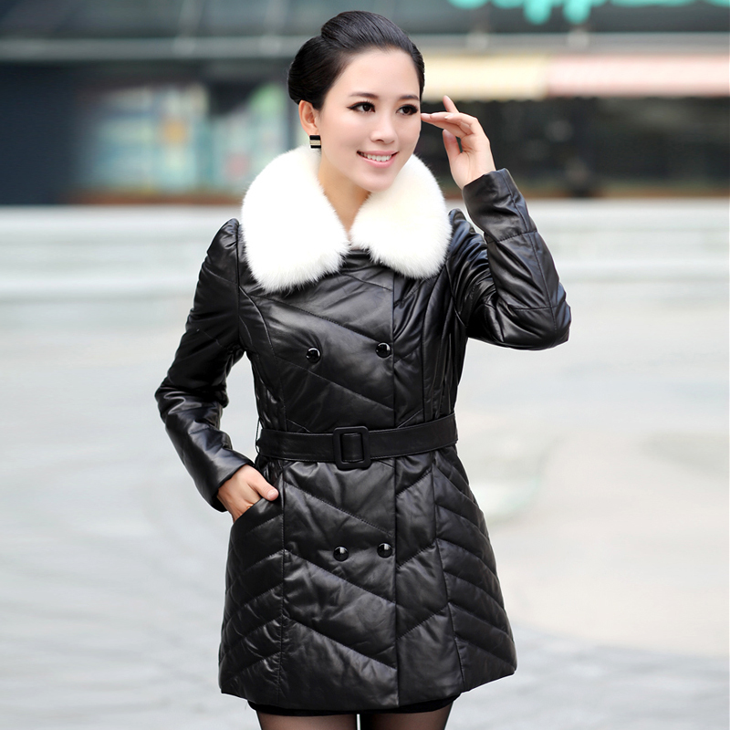 LOVE 2012 winter genuine leather down coat medium-long leather clothing sheepskin fox fur genuine leather clothing women's