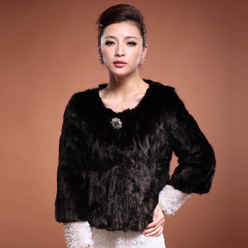 LOVE 2012 winter noble elegant mink fight mink o-neck fur women's short design fur coat