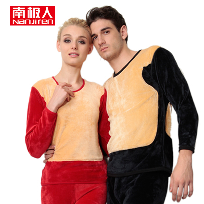 LOVE 49 ! golden flower thermal underwear male women's lovers underwear set thickening plus velvet double layer