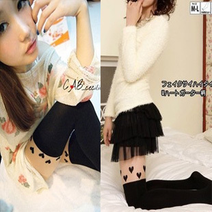 Love color false knee-high stockings thin false high tube tights