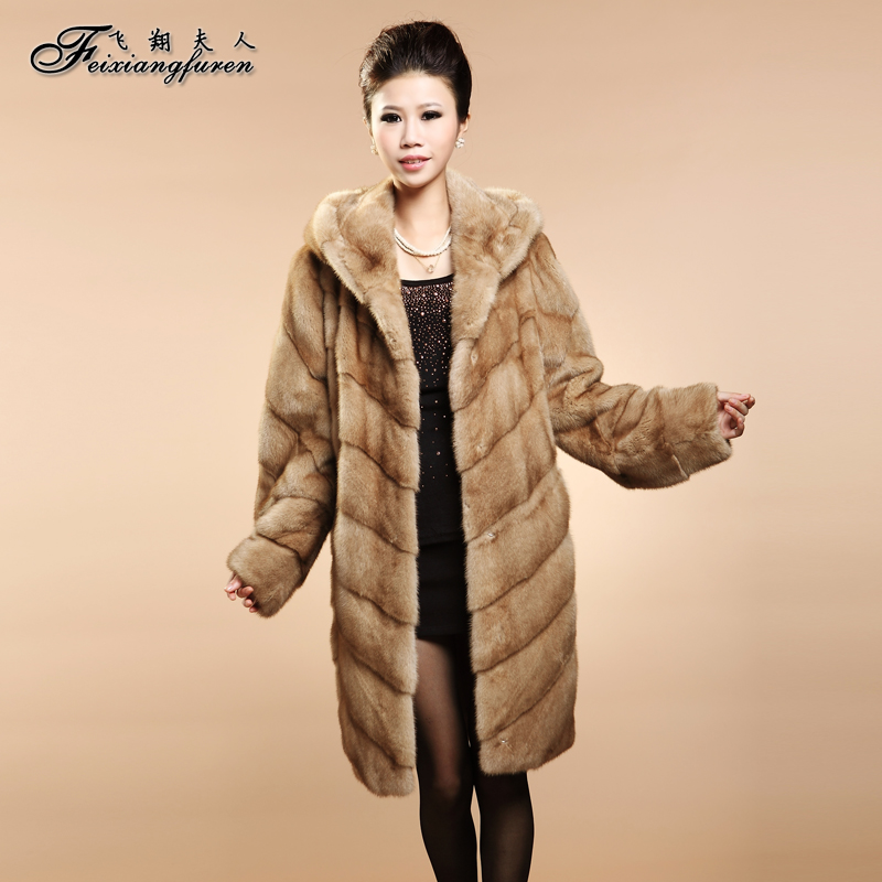 LOVE Fly 2012 mink fur coat fur overcoat hooded b150