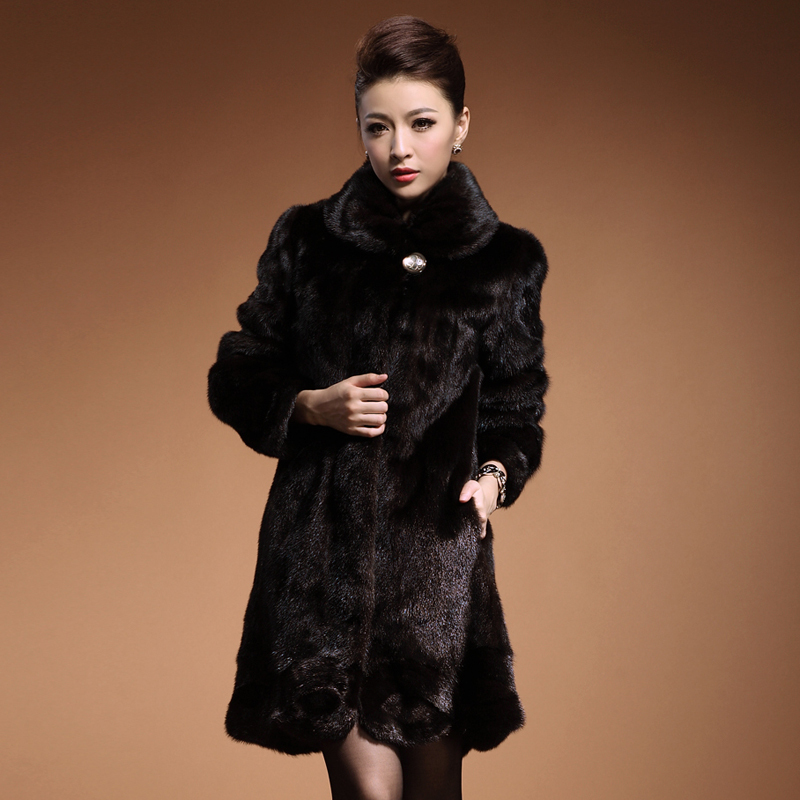 LOVE Hot-selling mink fur coat overcoat marten overcoat long design 1009