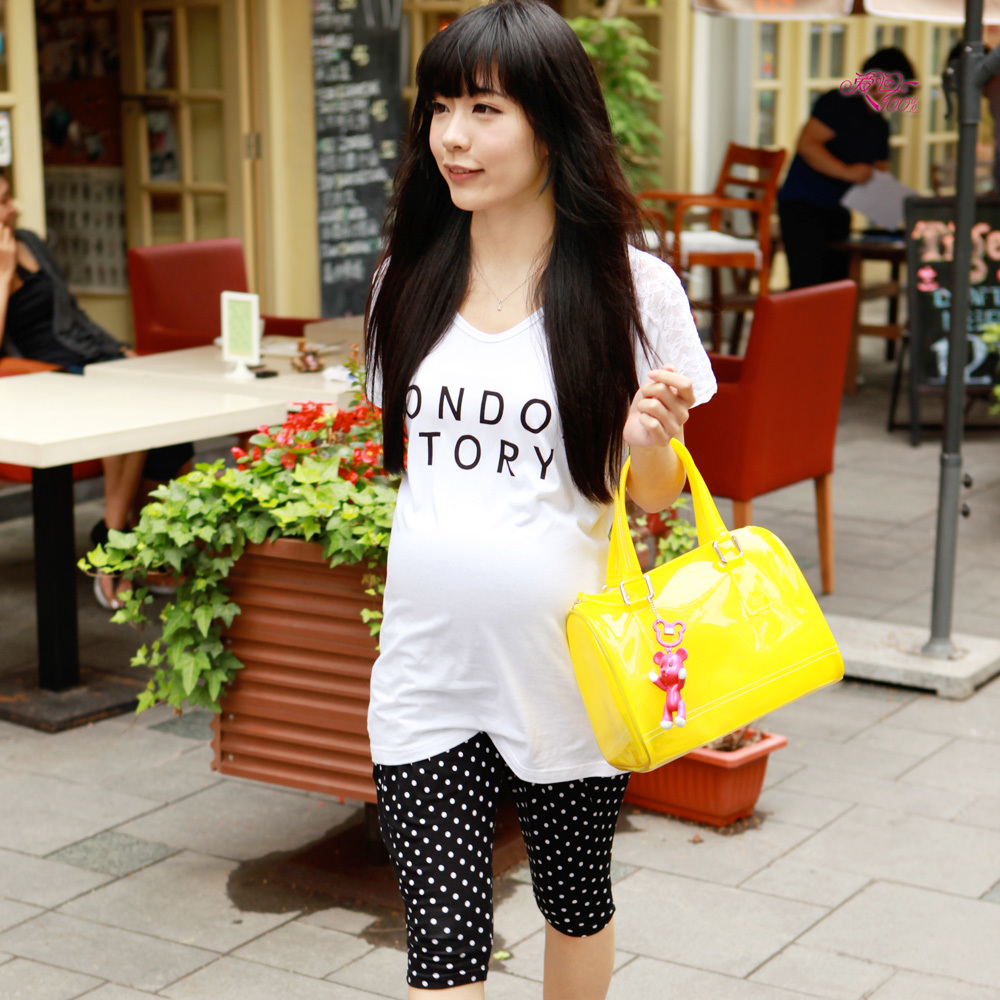 Love in 100% y172 maternity clothing maternity t-shirt long design maternity short-sleeve T-shirt lace