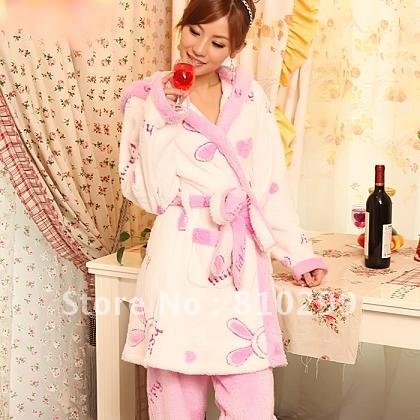 Love is dressing gown with lovely thick coral flocking pajamas winter suit