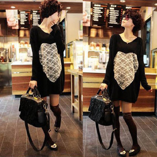 Love loose lace maternity long-sleeve knitted clothes fashion maternity dress maternity spring and autumn