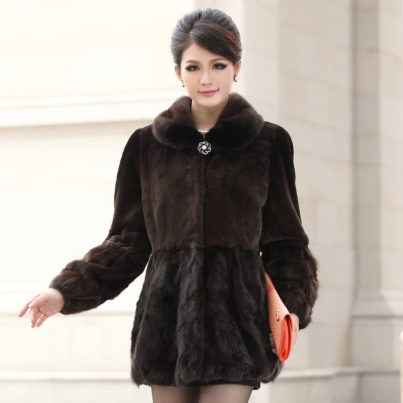 Love Lulu 's Store 2012 fur overcoat fur coat women's rex rabbit hair