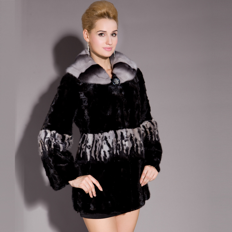 Love lulu's store 2012 mink fur coat marten overcoat long design women's s025