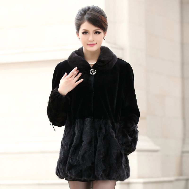 Love lulu's store 2012 mink rex rabbit hair fur coat women's fight mink