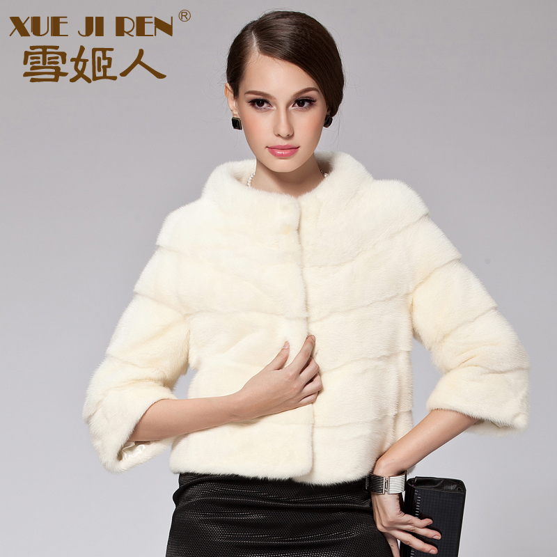 Love lulu's store Famous brand Marten overcoat Women 2012 stand collar short design mink fur coat 1220