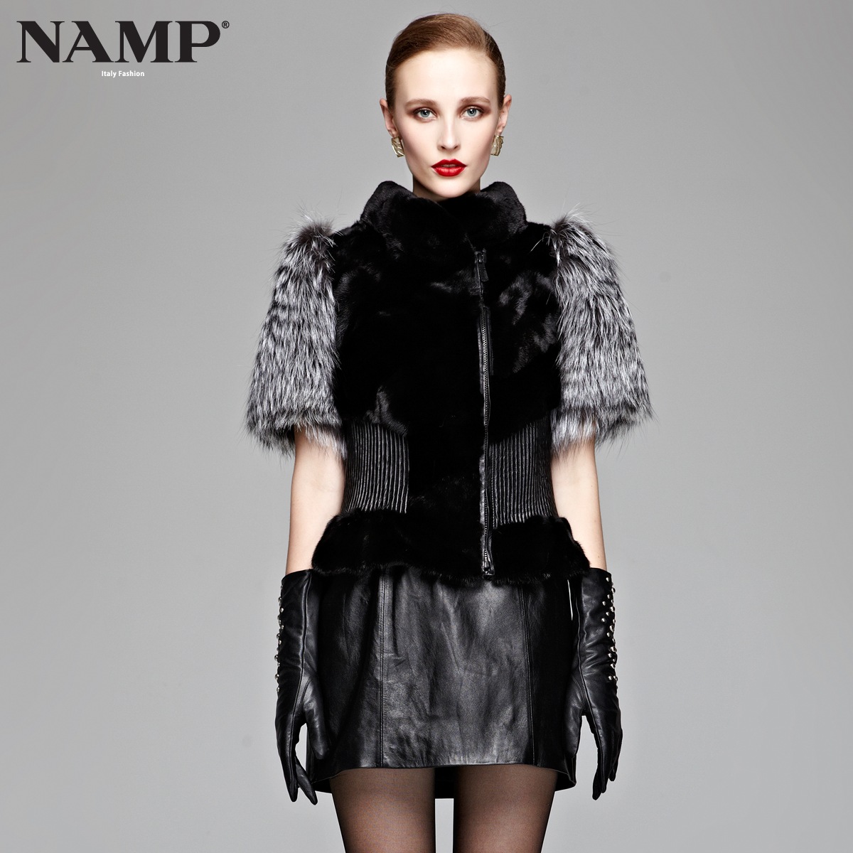 Love lulu's store Famous brand Namp2012 mink fur vest female waistcoat fox fur black casual