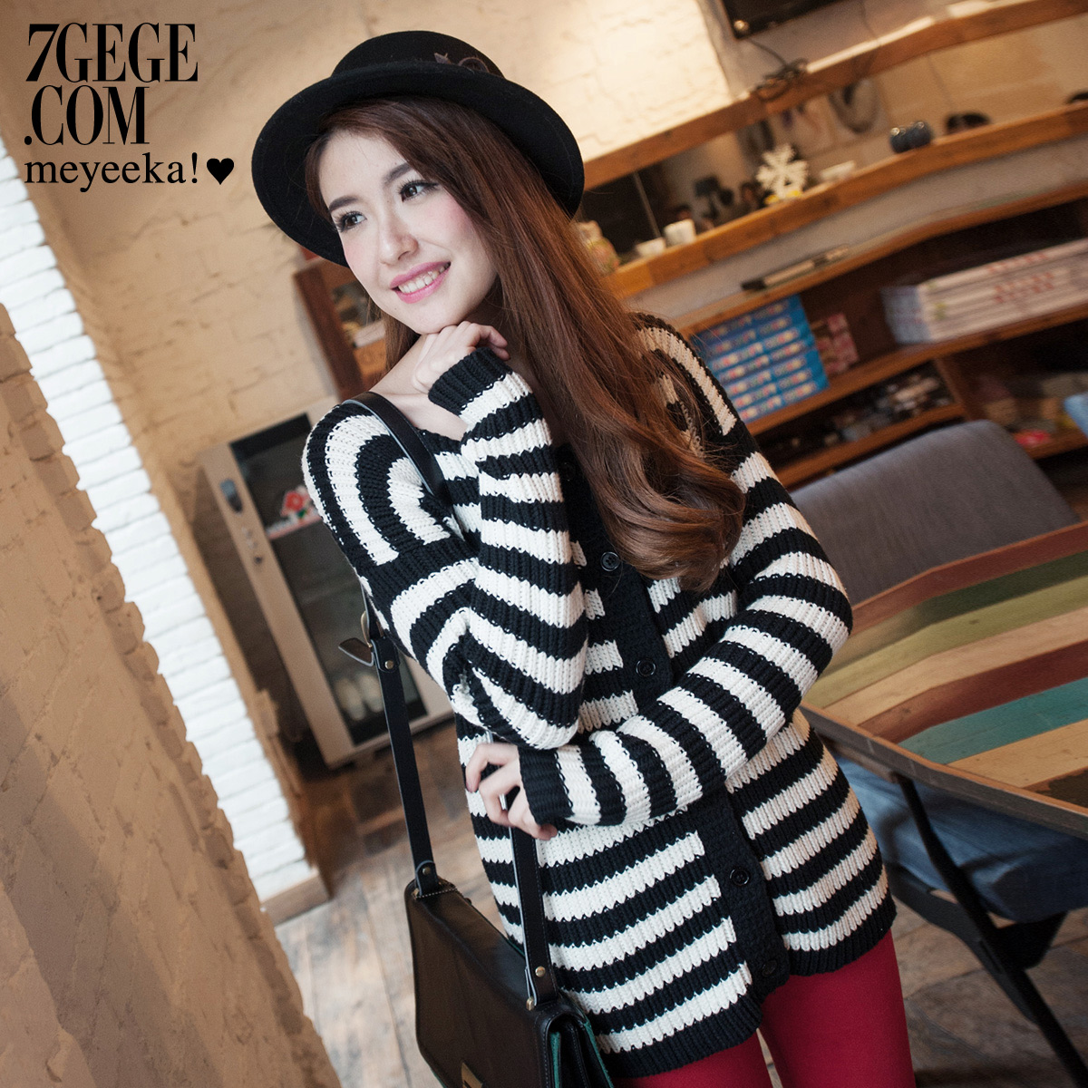 Love lulu's store Honey card spring new arrival casual street color block stripe o-neck knitted sweater female 3km1005k