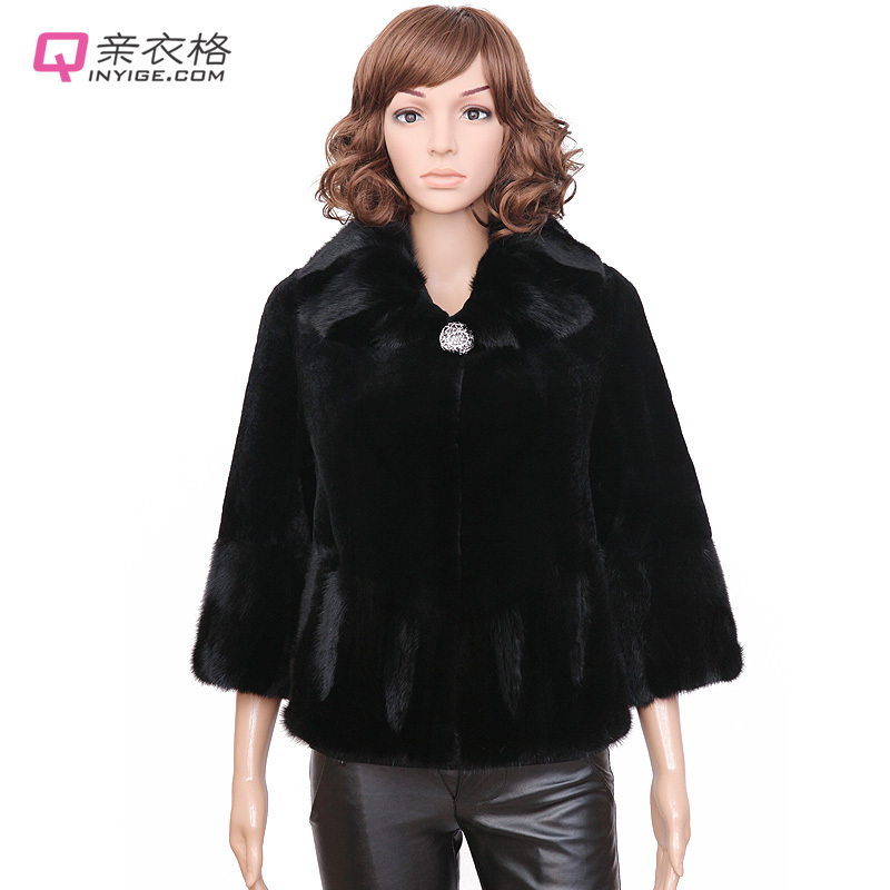 LOVE Mink hair fur coat marten overcoat short design rex rabbit goatswool 2012 female casual slim