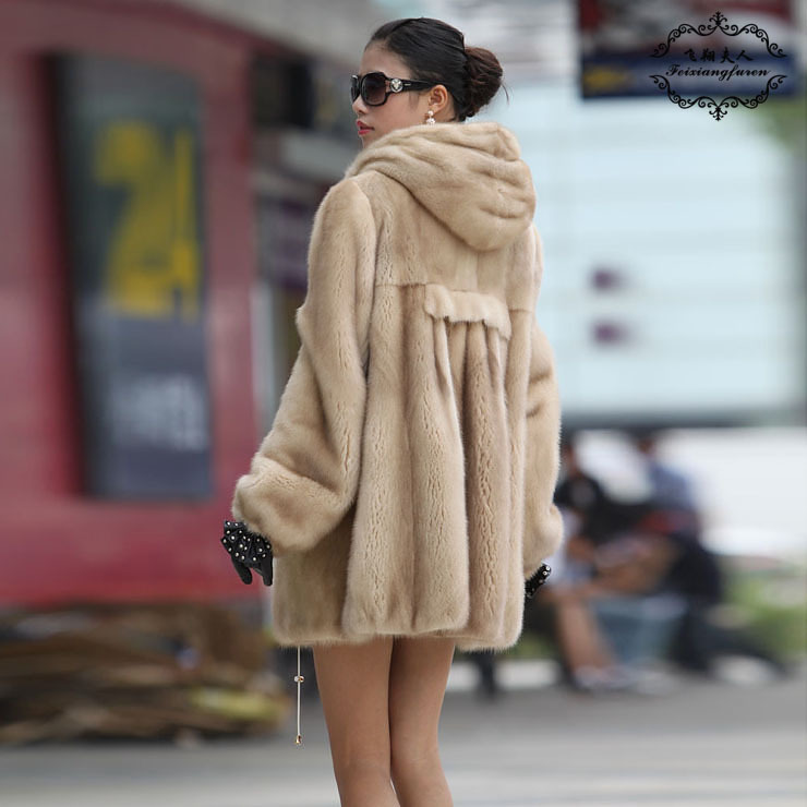 LOVE Old flying mink fur coat female marten overcoat h125