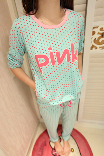 Love pink dot Modal material derlook sleepwear set