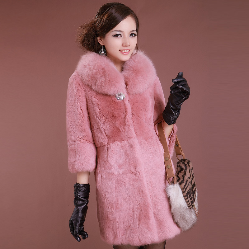 LOVE Rabbit fur coat fox fur medium-long slim winter 2012