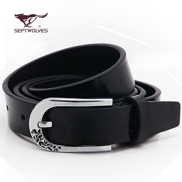 LOVE SEPTWOLVES women's strap genuine leather belt cowhide black commercial casual h7102000