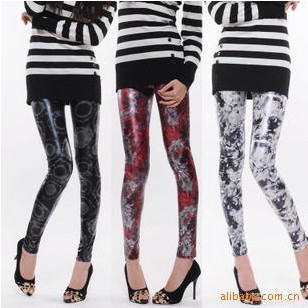 LOVE Spring and autumn fashion fancy faux leather legging ankle length trousers pants female fashion