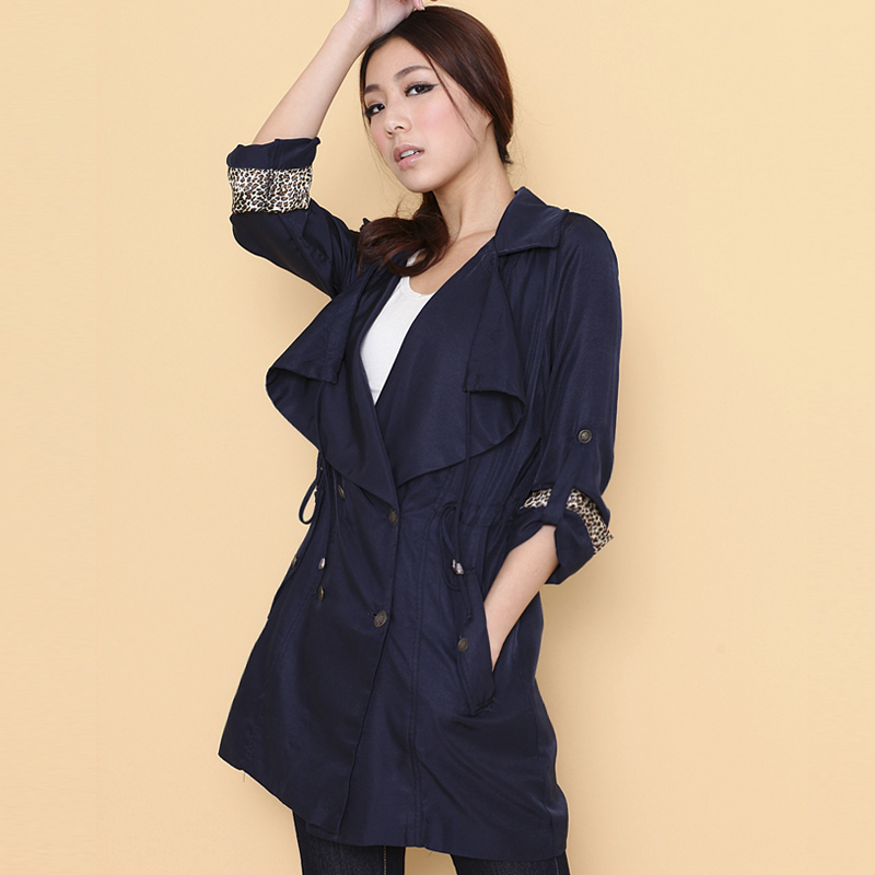 LOVE Thermal autumn double breasted drawstring turn-down collar popular trench outerwear female 2b901z6