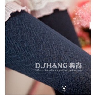 Love three-dimensional thickening vertical stripe heart velvet pantyhose legging stockings