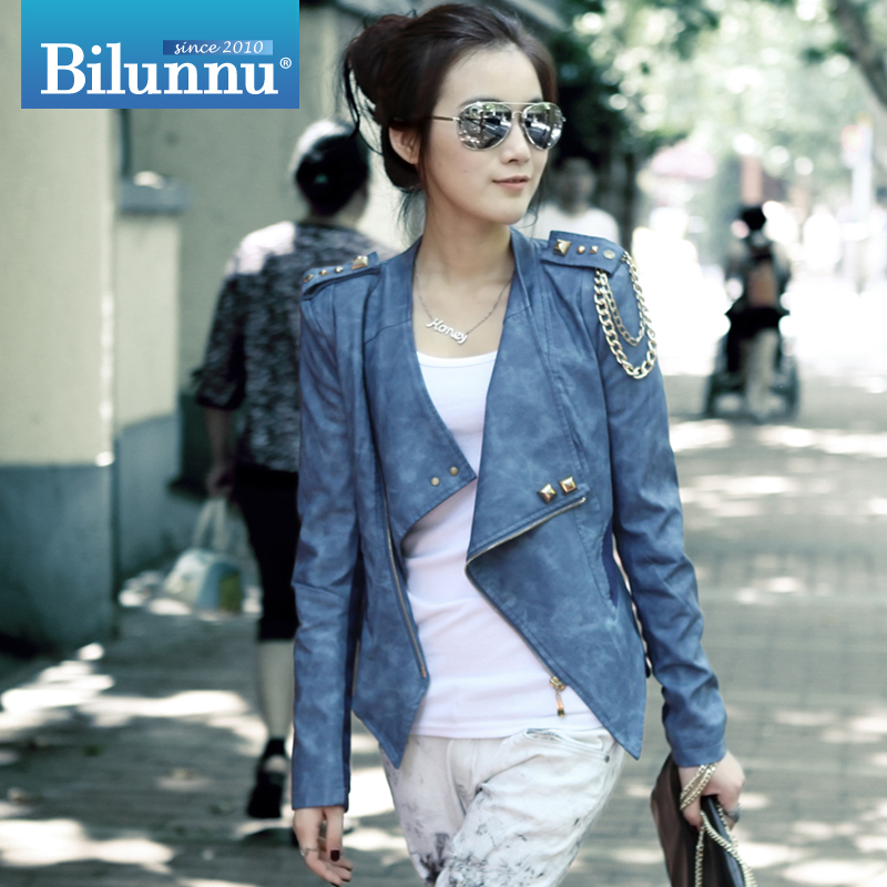 LOVE Trumpet 2012 autumn fashion short design leather jacket women's coat motorcycle small leather clothing 1252