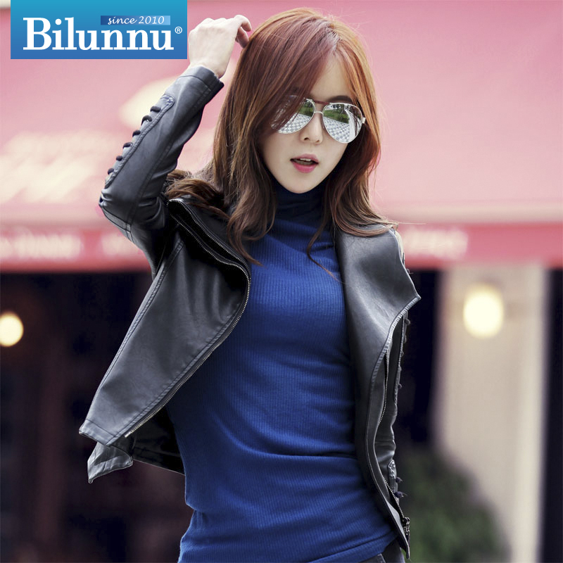 LOVE Trumpet 2012 autumn motorcycle slim short design women's outerwear leather clothing female 2h5115y0