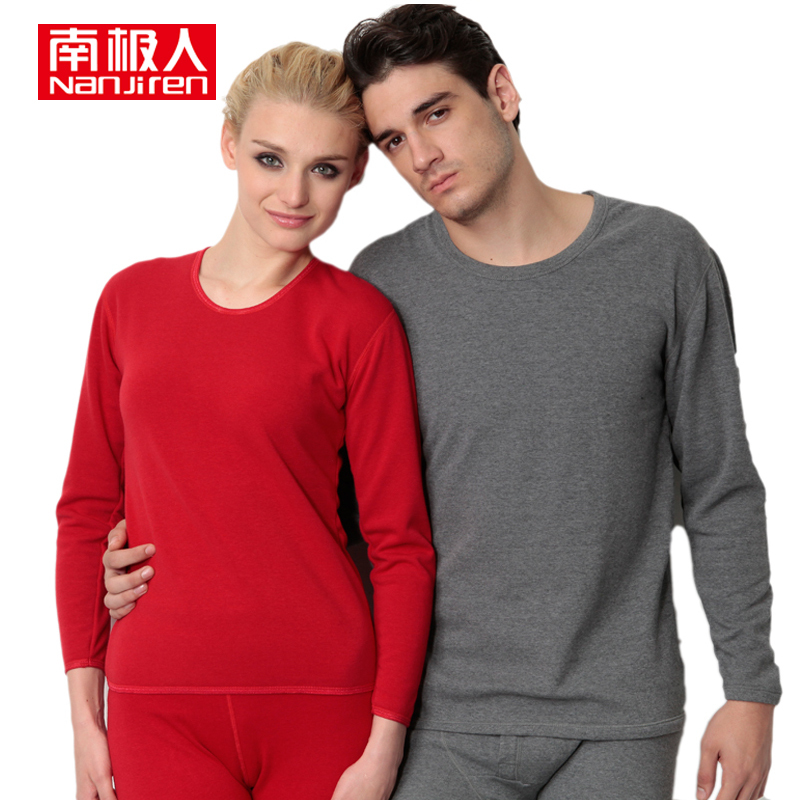 LOVE Wool bamboo goatswool thickening thermal underwear male women's thermal clothing set long johns long johns