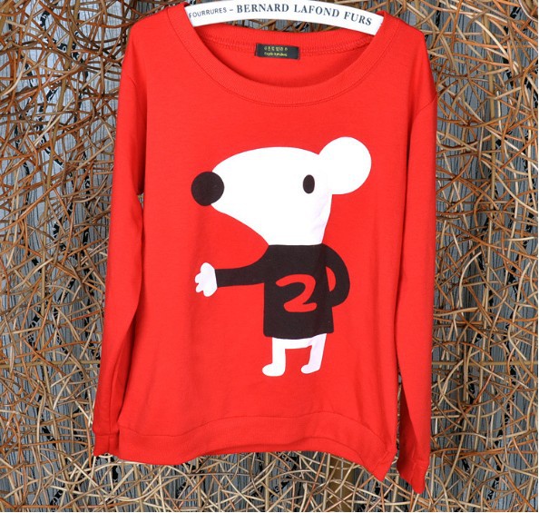 lovely animal hoodie sweater for ladies , 2013 red pullover sweater hoodie woman free shipping