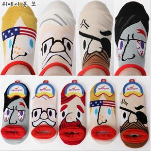 Lovely cartoon  lovers ship socks, pirate captain expression, pure cotton socks ,Bag freight