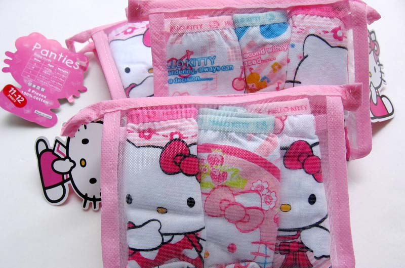 Lovely cute hello kitty cartoon 5~12 Year underwear,KT children Boxer underwear Panties,3 pcs for 1 pack,wholesale