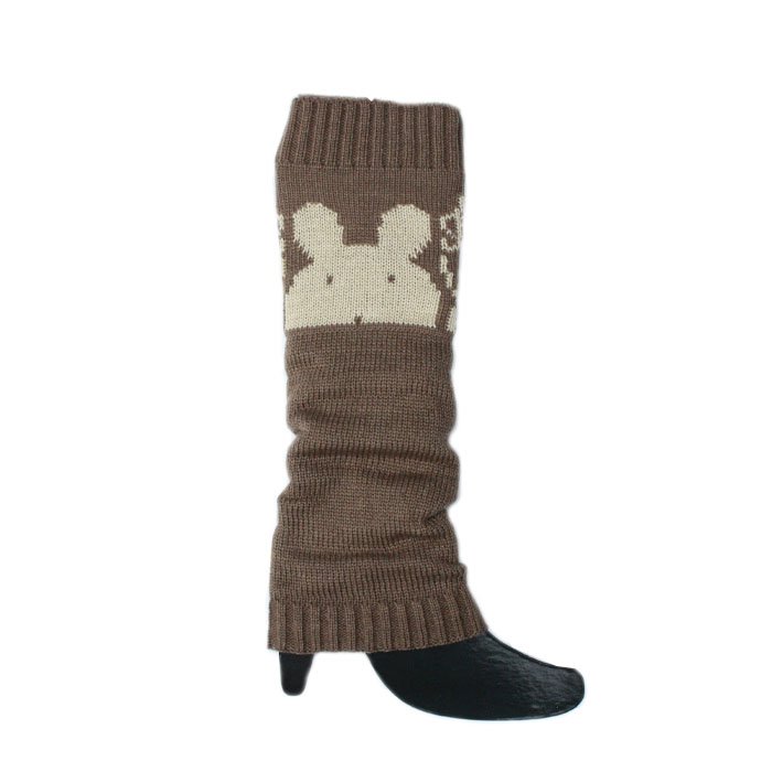 Lovely rabbit jacquard knee high knit leg warmer  kneecap sock legging boot cover