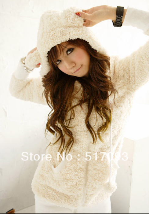 Lovely Velvet Rabbit Ears  Coat Beige kawayi coat