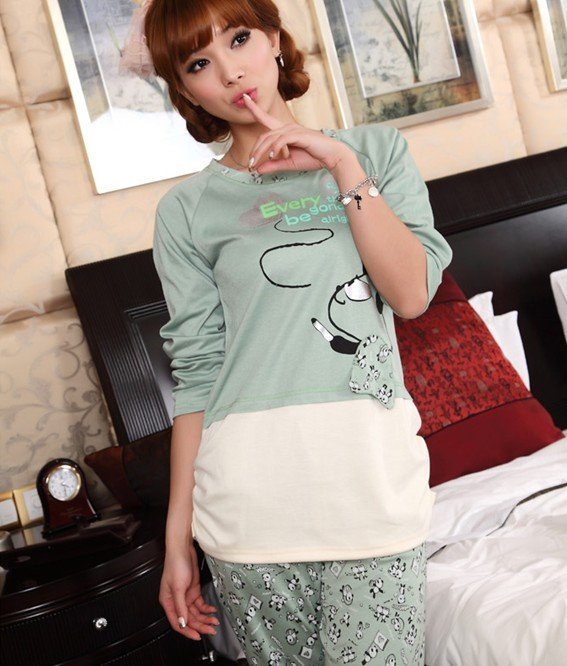 Lovely with dog Cotton Ladies' pajamas set  / Lady sleepwear / Lady nightwear