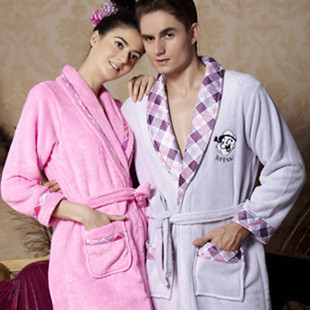 Lovers coral fleece autumn and winter fanny exquisite embroidery edition thickening lounge robe c-7107